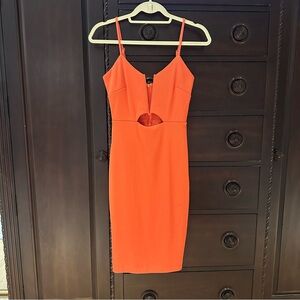 NBD Vibrant Orange Cutout Midi Dress